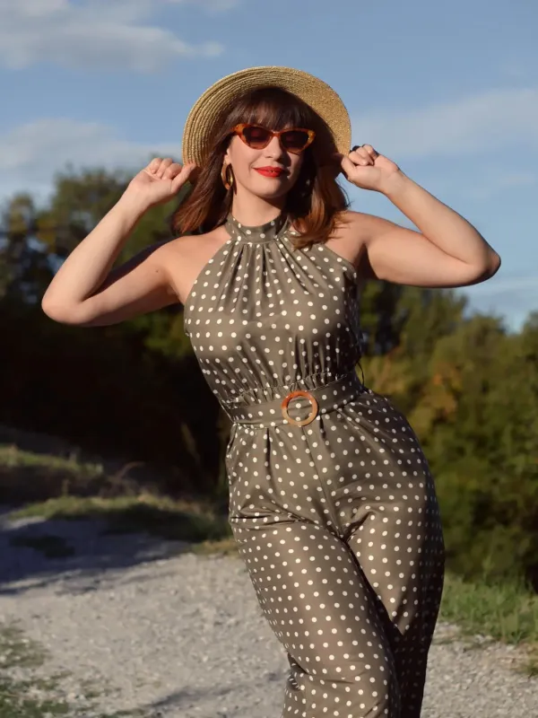 1930s Polka Dot Belt Jumpsuit sold by Retro Stage
