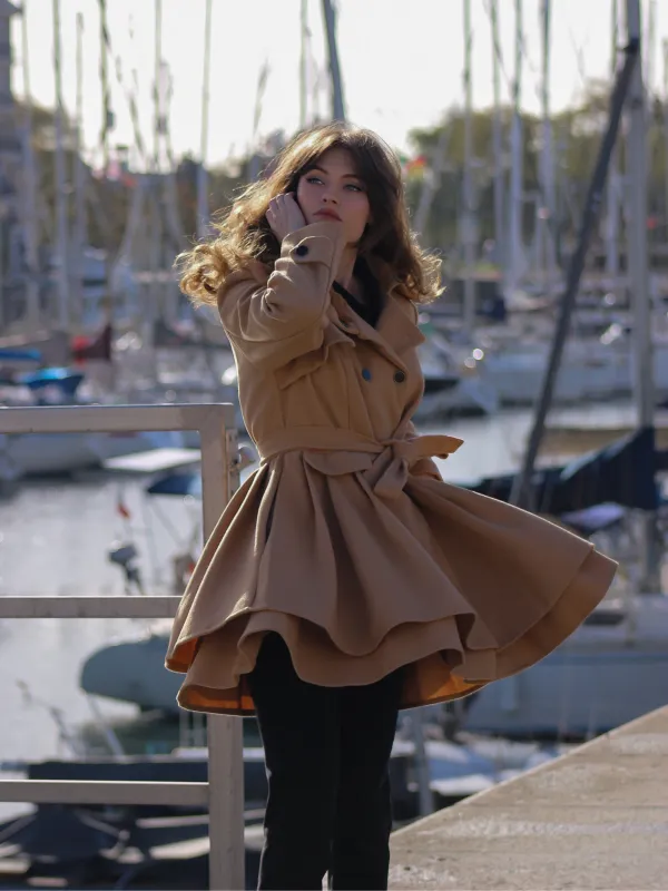 1950s Fur Collar Waisted Winter Coat sold by Retro Stage