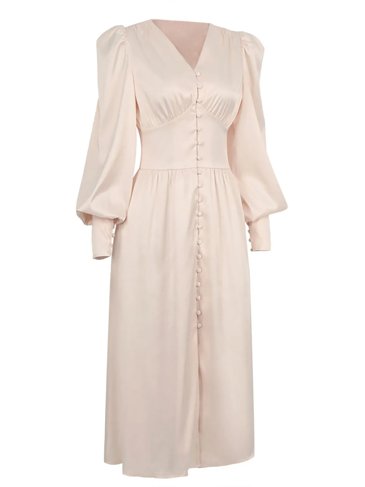 1940s Solid Silk Buttoned Tea Dress sold by Retro Stage product image thumbnail 4