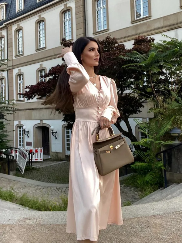 1940s Solid Silk Buttoned Tea Dress sold by Retro Stage