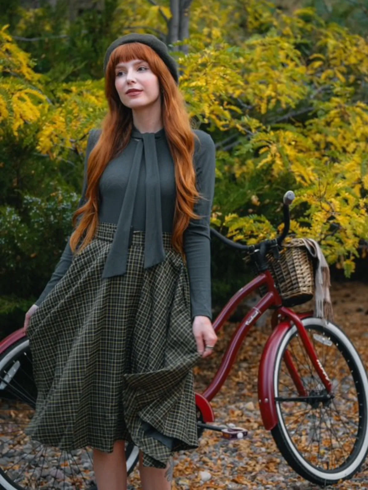 Dark Green 1950s Plaid Knitting Dress sold by Retro Stage