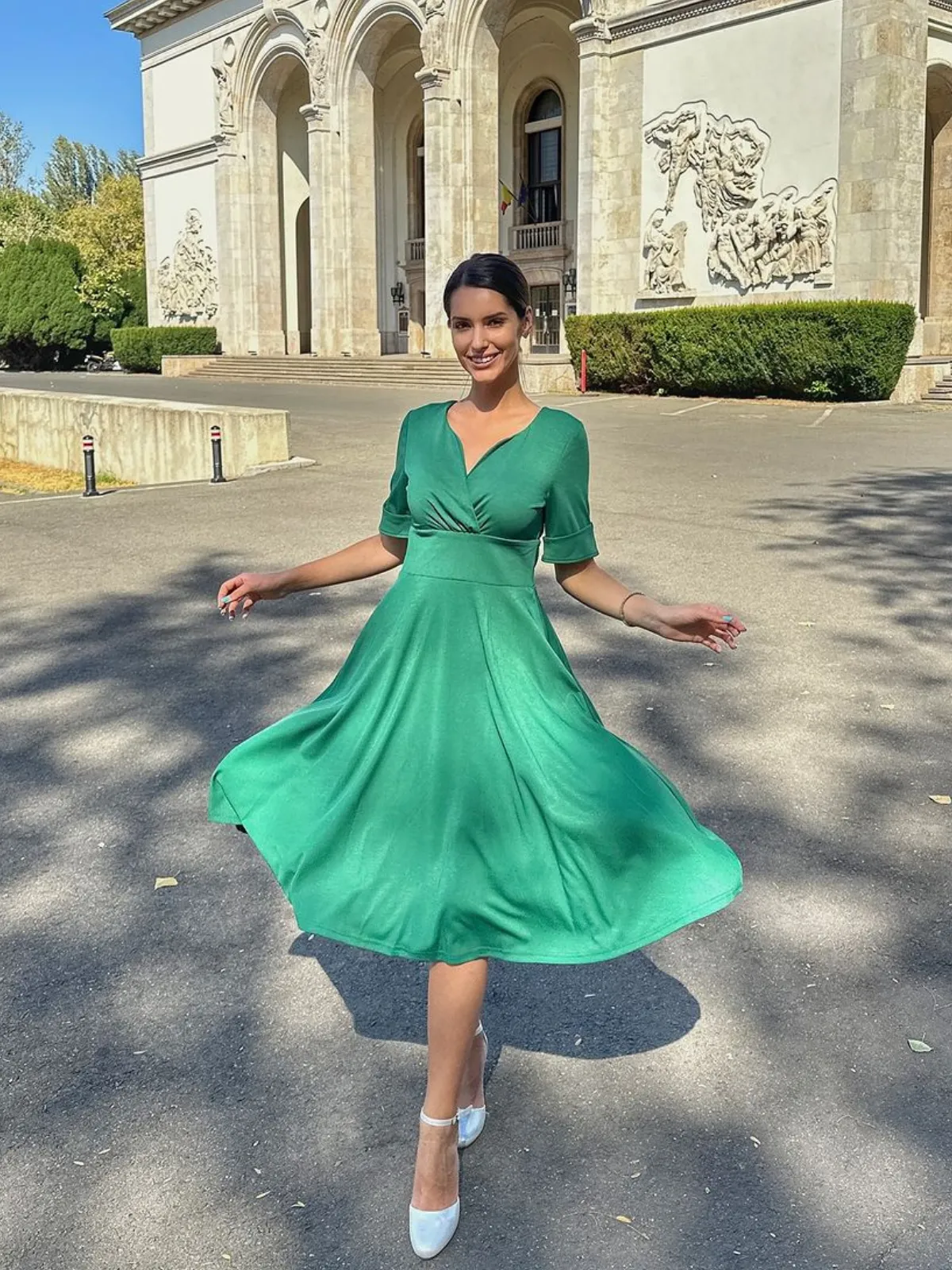 1950s Solid Sweetheart Fold Swing Dress sold by Retro Stage