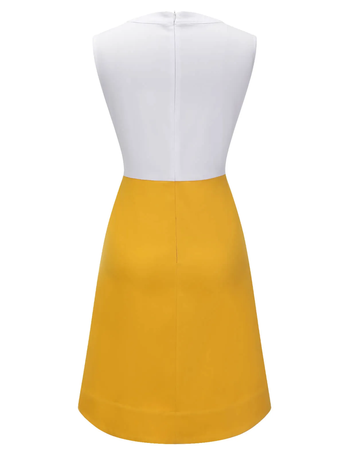 White & Yellow 1960s Bowknot Patchwork Dress sold by Retro Stage product image thumbnail 5