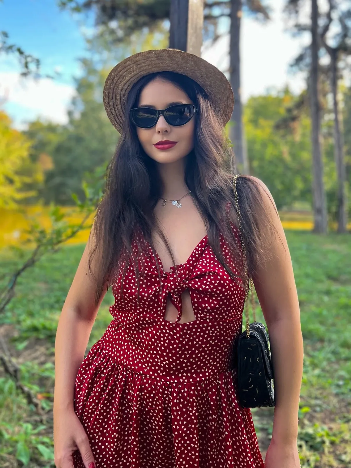 Red 1950s Spaghetti Strap Heart Print Dress sold by Retro Stage