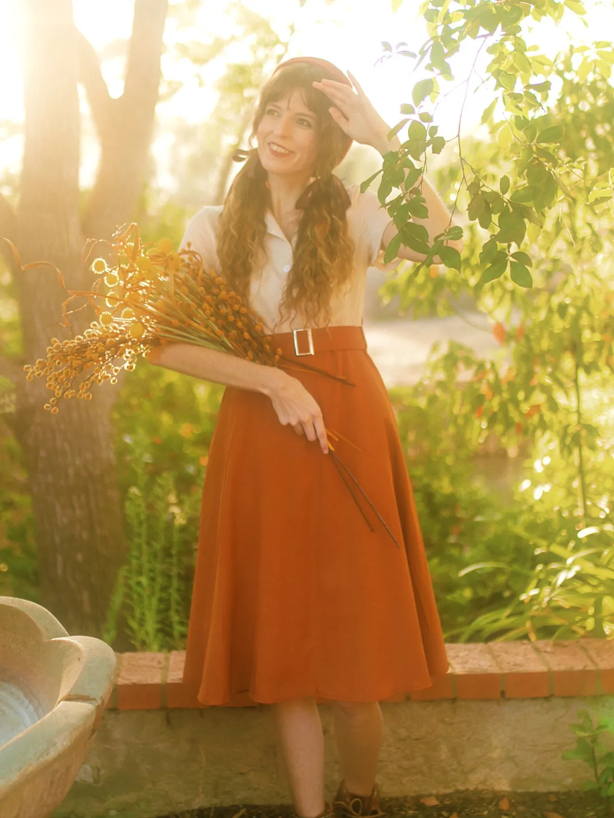 Khaki 1950s Snow White Style Button Dress sold by Retro Stage