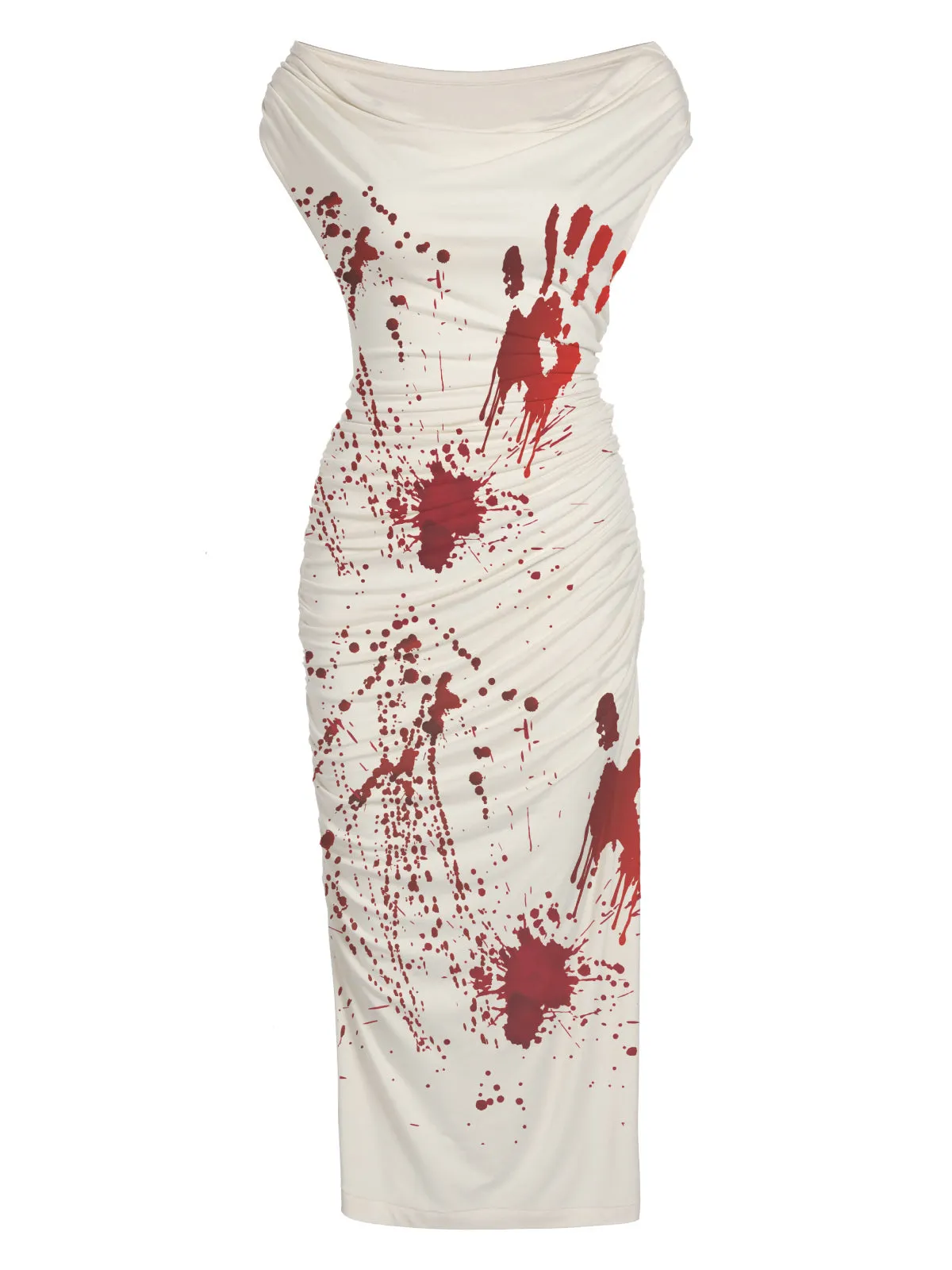 White 1960s Halloween Blood Pencil Dress sold by Retro Stage product image thumbnail 2