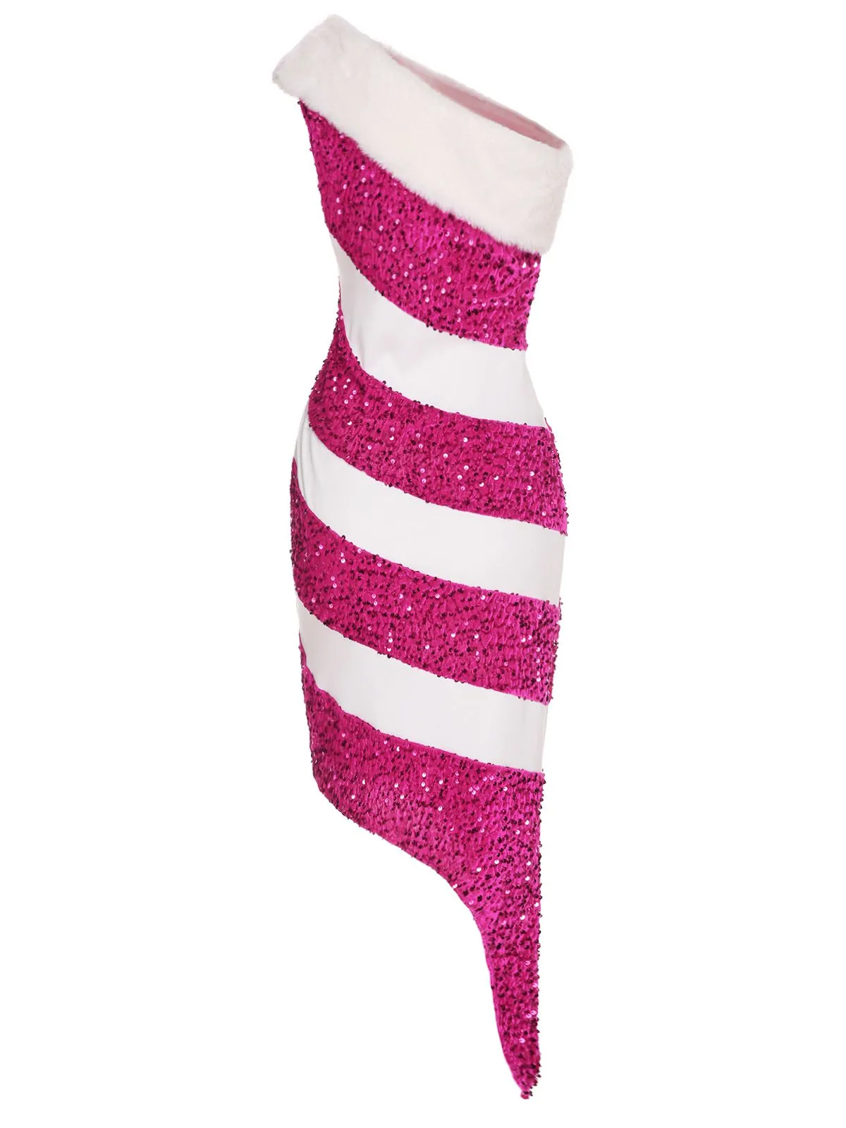 Pink 1960s Candy Cane One-Shoulder Dress sold by Retro Stage product image thumbnail 5