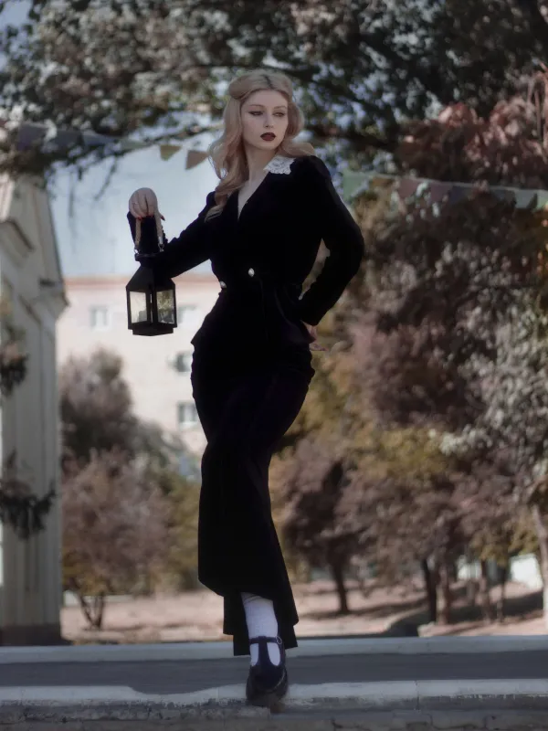 2PCS 1930s Solid Velvet Top & Mermaid Skirt sold by Retro Stage