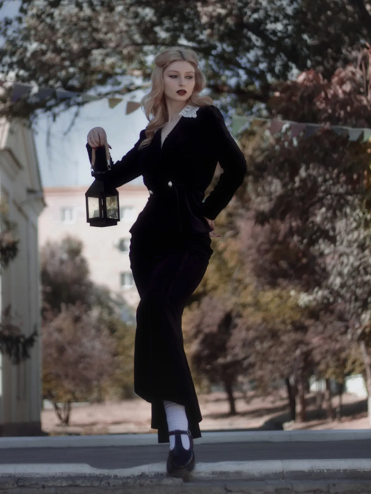 2PCS 1930s Solid Velvet Top & Mermaid Skirt sold by Retro Stage