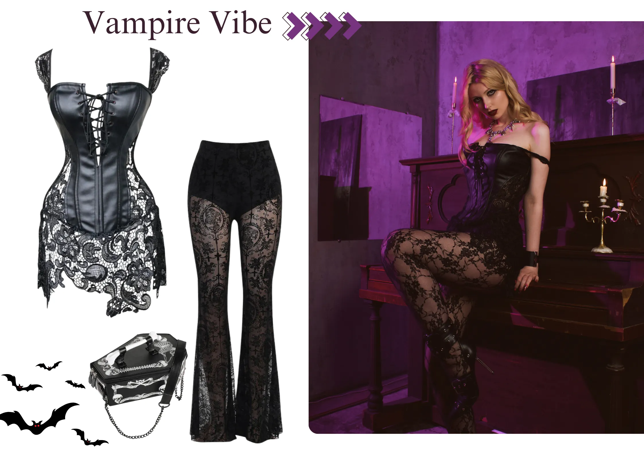 Black Steampunk Leather Gothic Lace Corset sold by Retro Stage