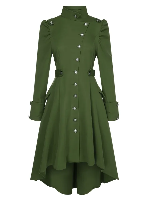 1950s Solid Stand Collar Button Coat sold by Retro Stage