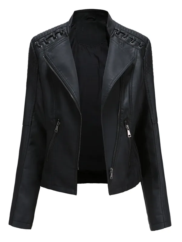 1960s Solid Faux Leather Motorcycle Jacket sold by Retro Stage