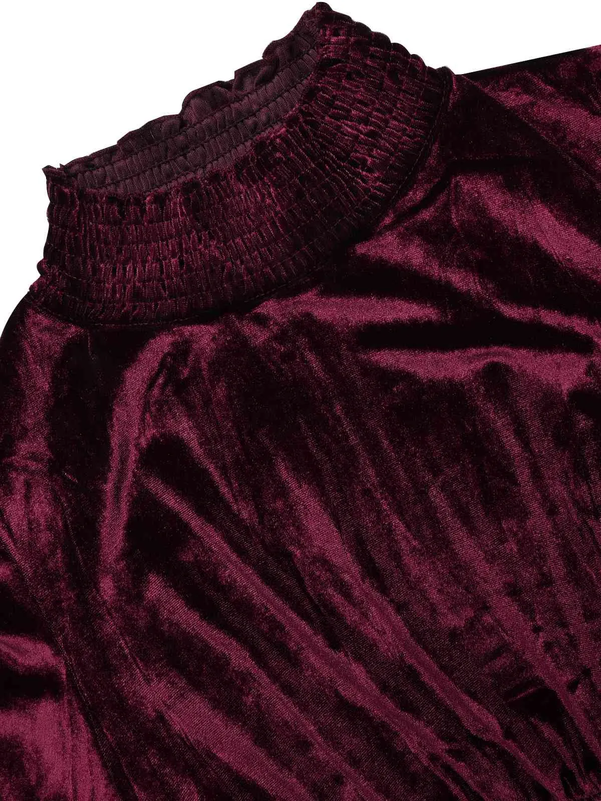 1940s Solid Stand Collar Velvet Dress sold by Retro Stage product image thumbnail 4