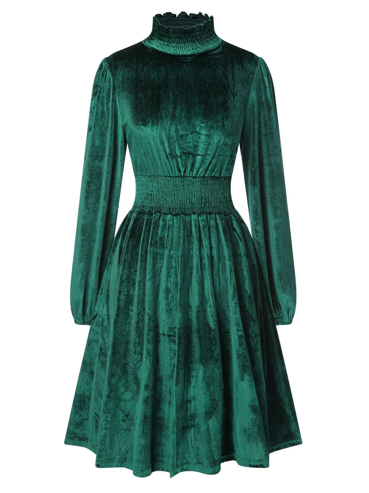 1940s Solid Stand Collar Velvet Dress sold by Retro Stage product image thumbnail 5