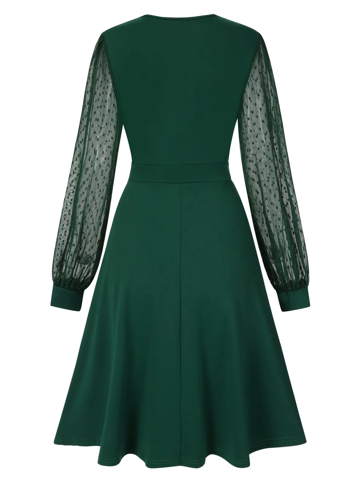 1940s V-Neck Solid Polka Dots Patchwork Dress sold by Retro Stage product image thumbnail 3