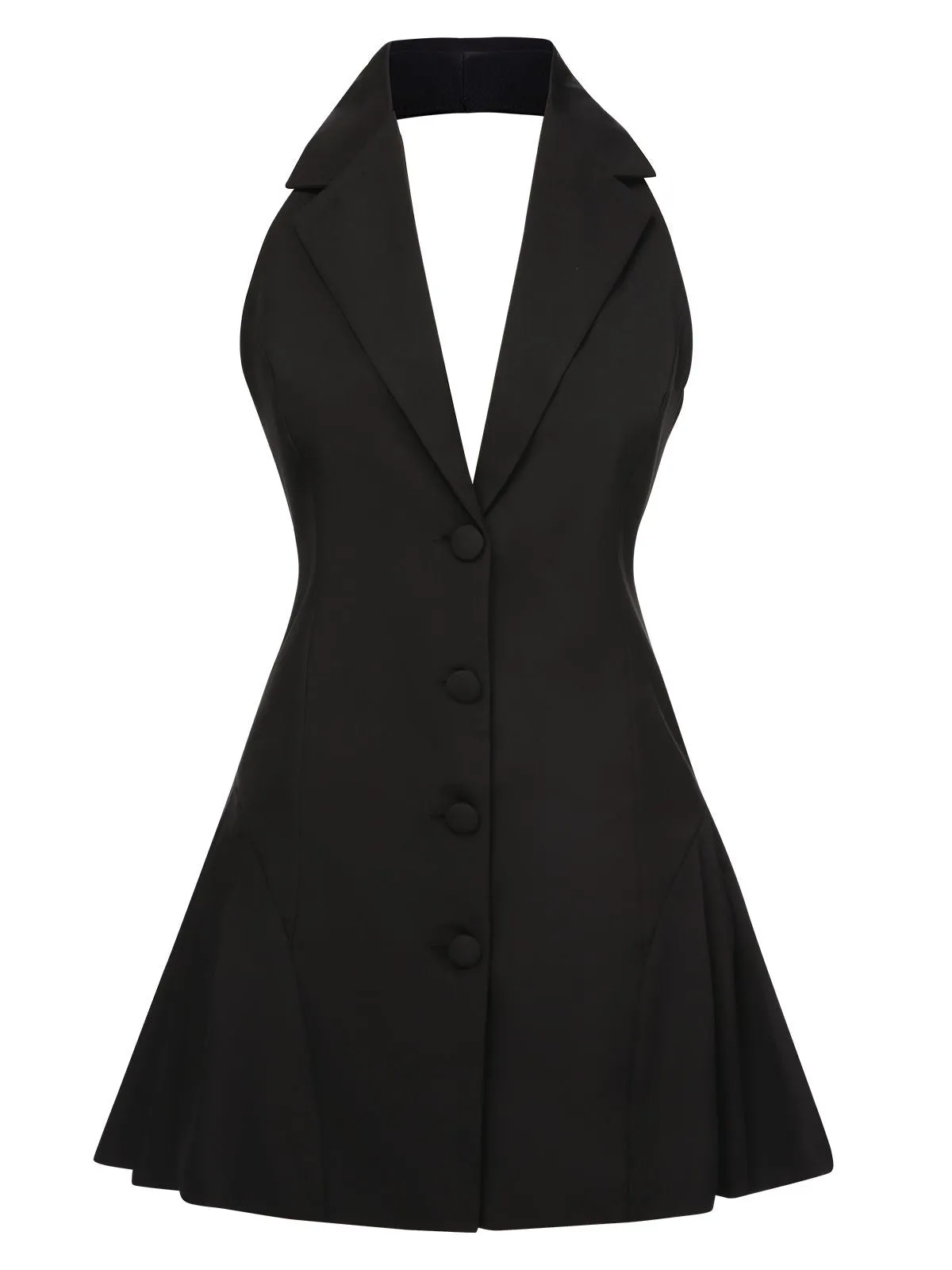 1980s Halter V-Neck Backless Sleeveless Solid Dress sold by Retro Stage product image thumbnail 5