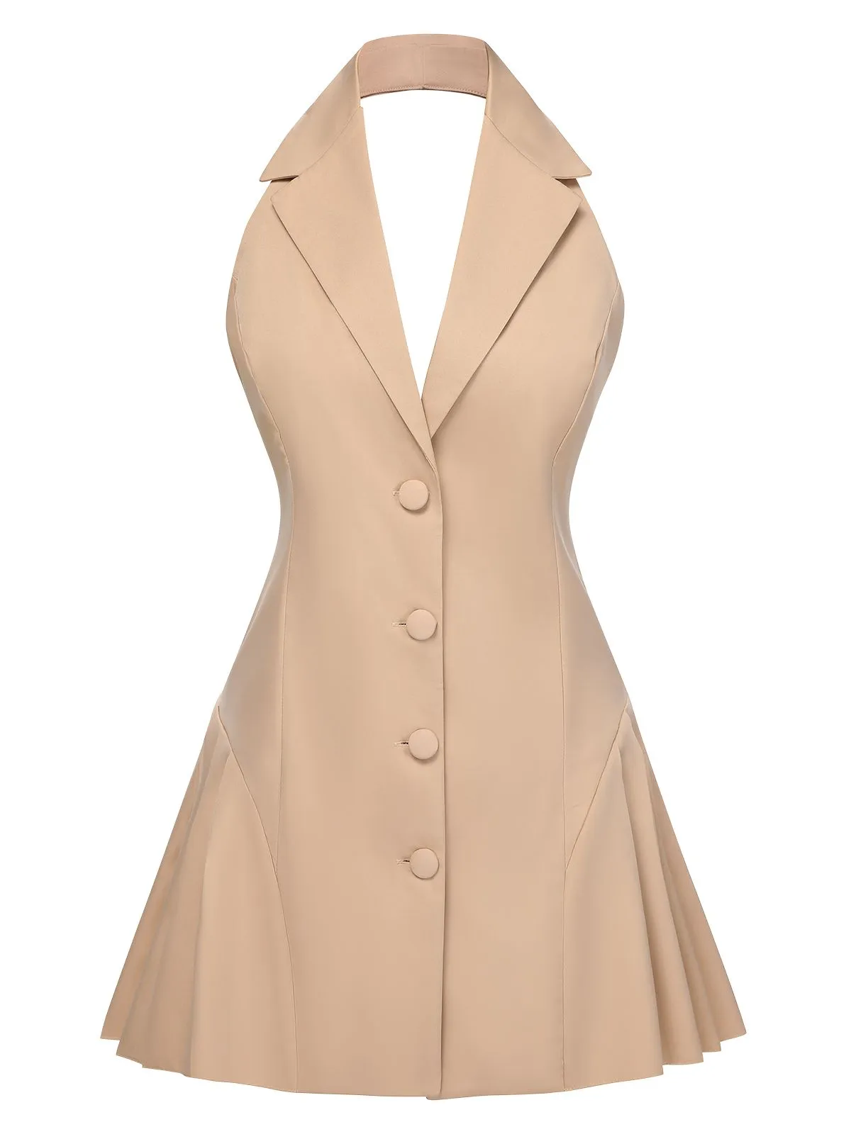 1980s Halter V-Neck Backless Sleeveless Solid Dress sold by Retro Stage