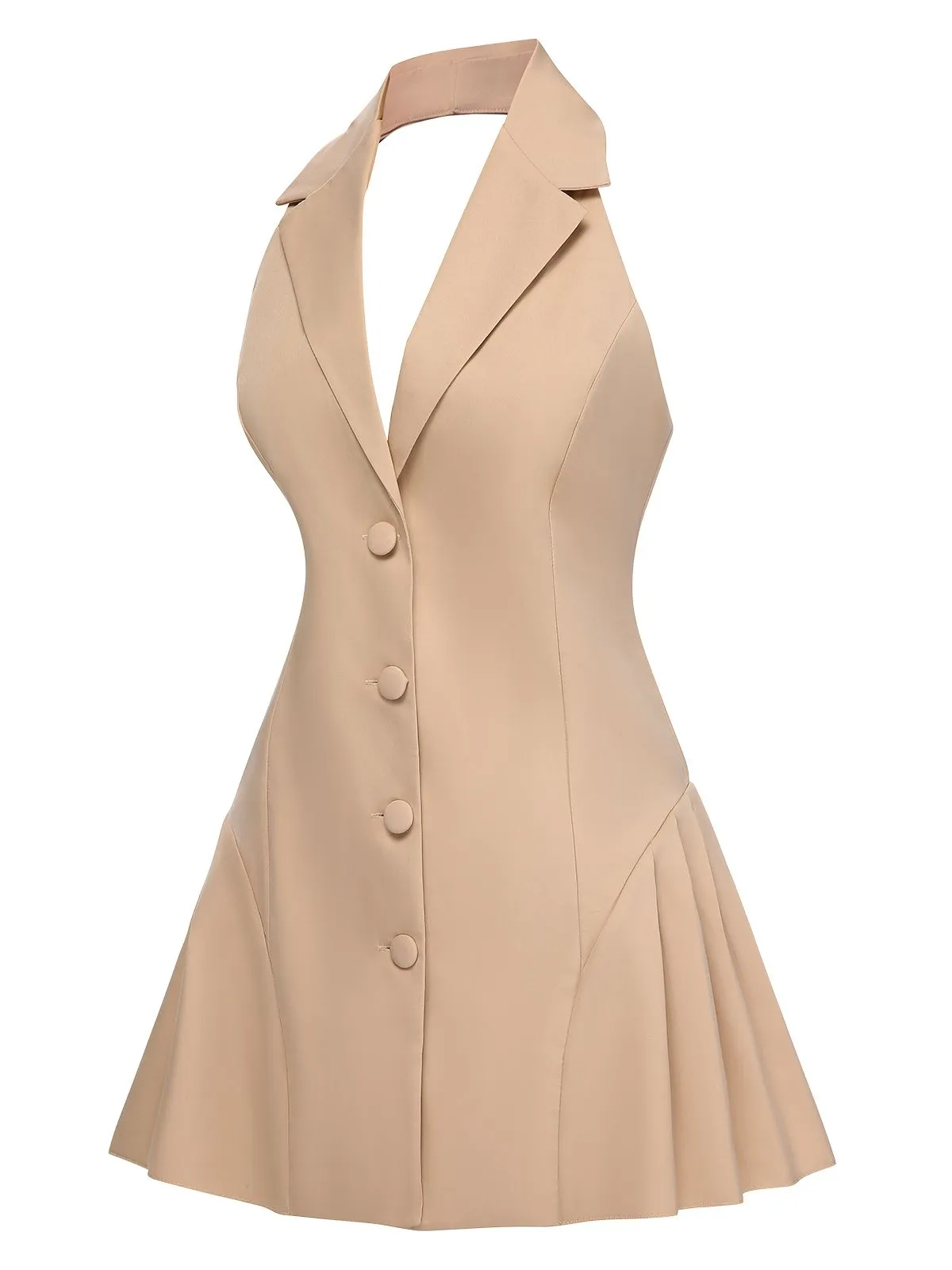 1980s Halter V-Neck Backless Sleeveless Solid Dress sold by Retro Stage product image thumbnail 2