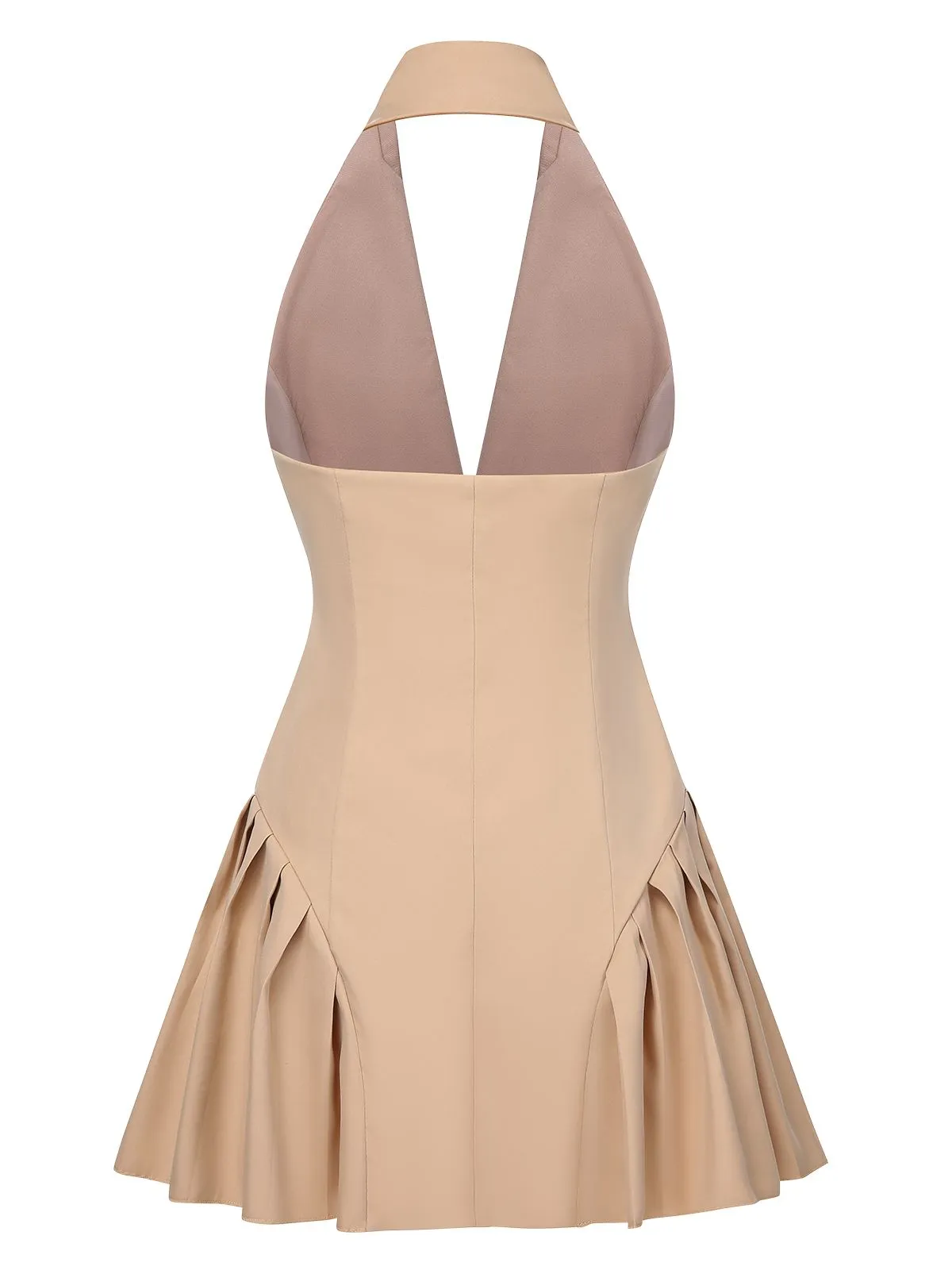 1980s Halter V-Neck Backless Sleeveless Solid Dress sold by Retro Stage product image thumbnail 3