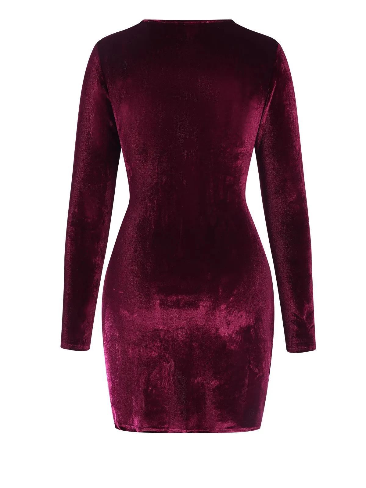 Wine Red 1960s Solid V-Neck Wrap Dress sold by Retro Stage product image thumbnail 3