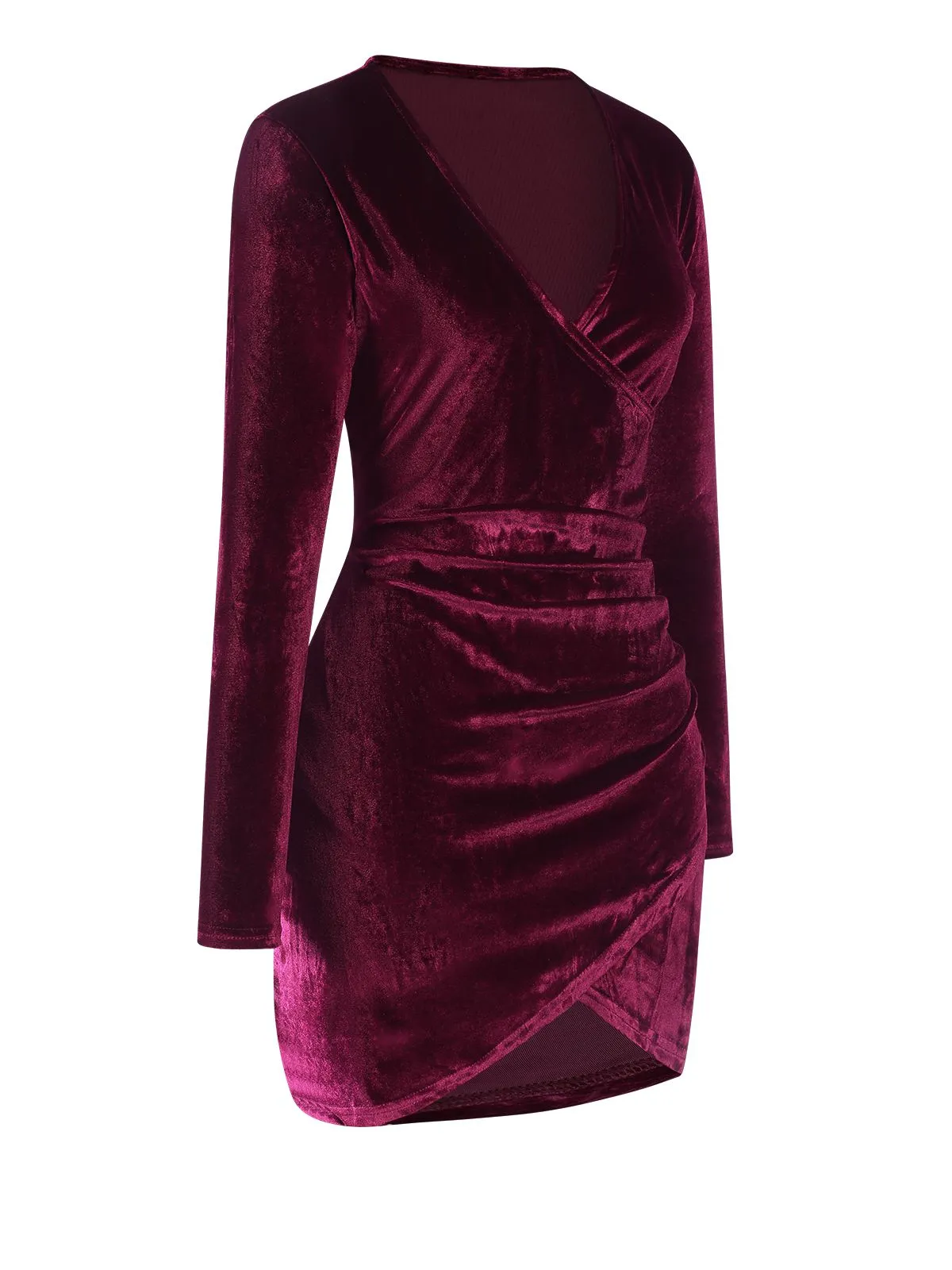 Wine Red 1960s Solid V-Neck Wrap Dress sold by Retro Stage product image thumbnail 2