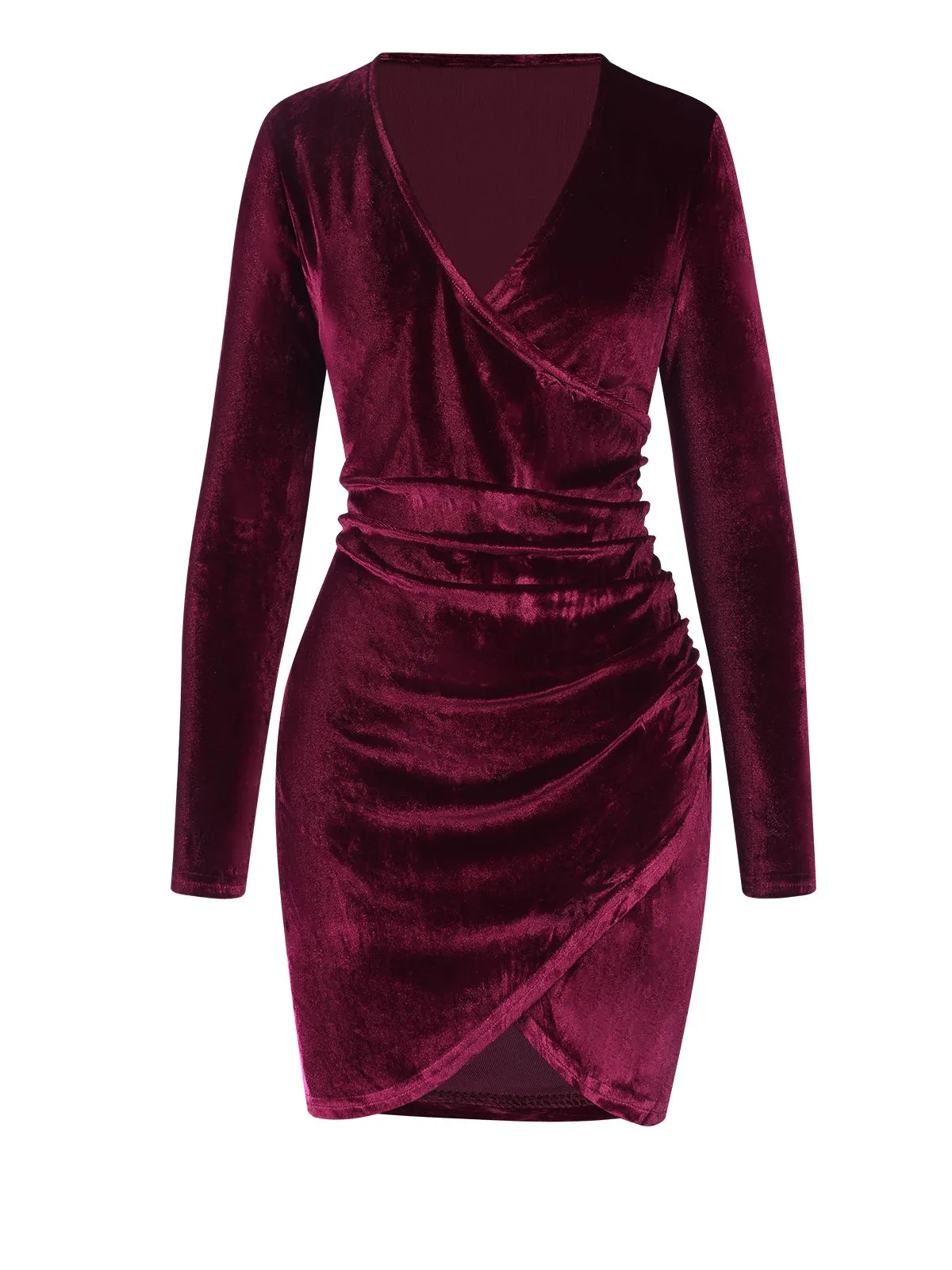 Wine Red 1960s Solid V-Neck Wrap Dress sold by Retro Stage