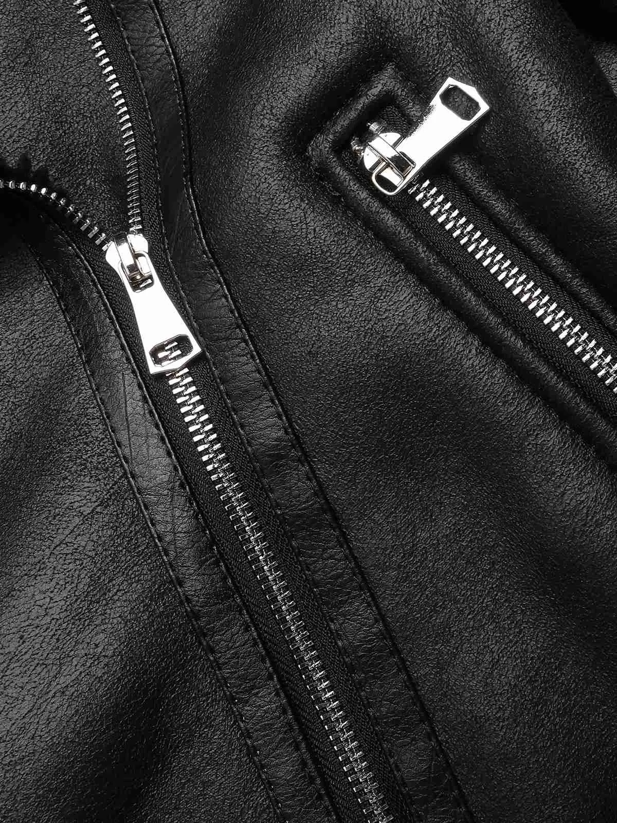 Black 1960s Solid Lapel Faux Leather Coat sold by Retro Stage product image thumbnail 4