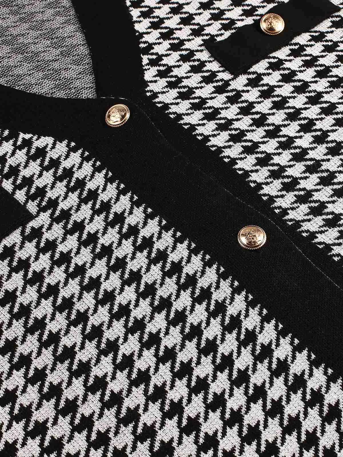 Black 1950s Houndstooth Checkerboard Coat sold by Retro Stage product image thumbnail 5