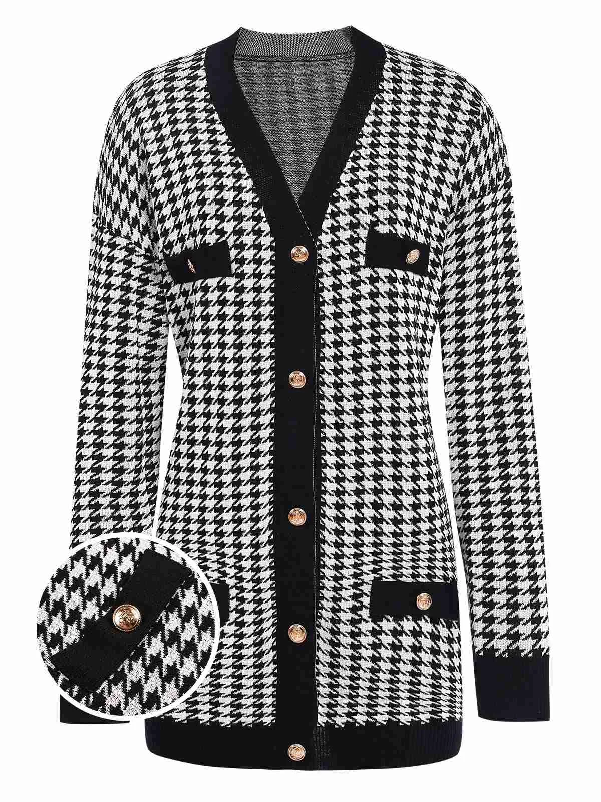 Black 1950s Houndstooth Checkerboard Coat sold by Retro Stage