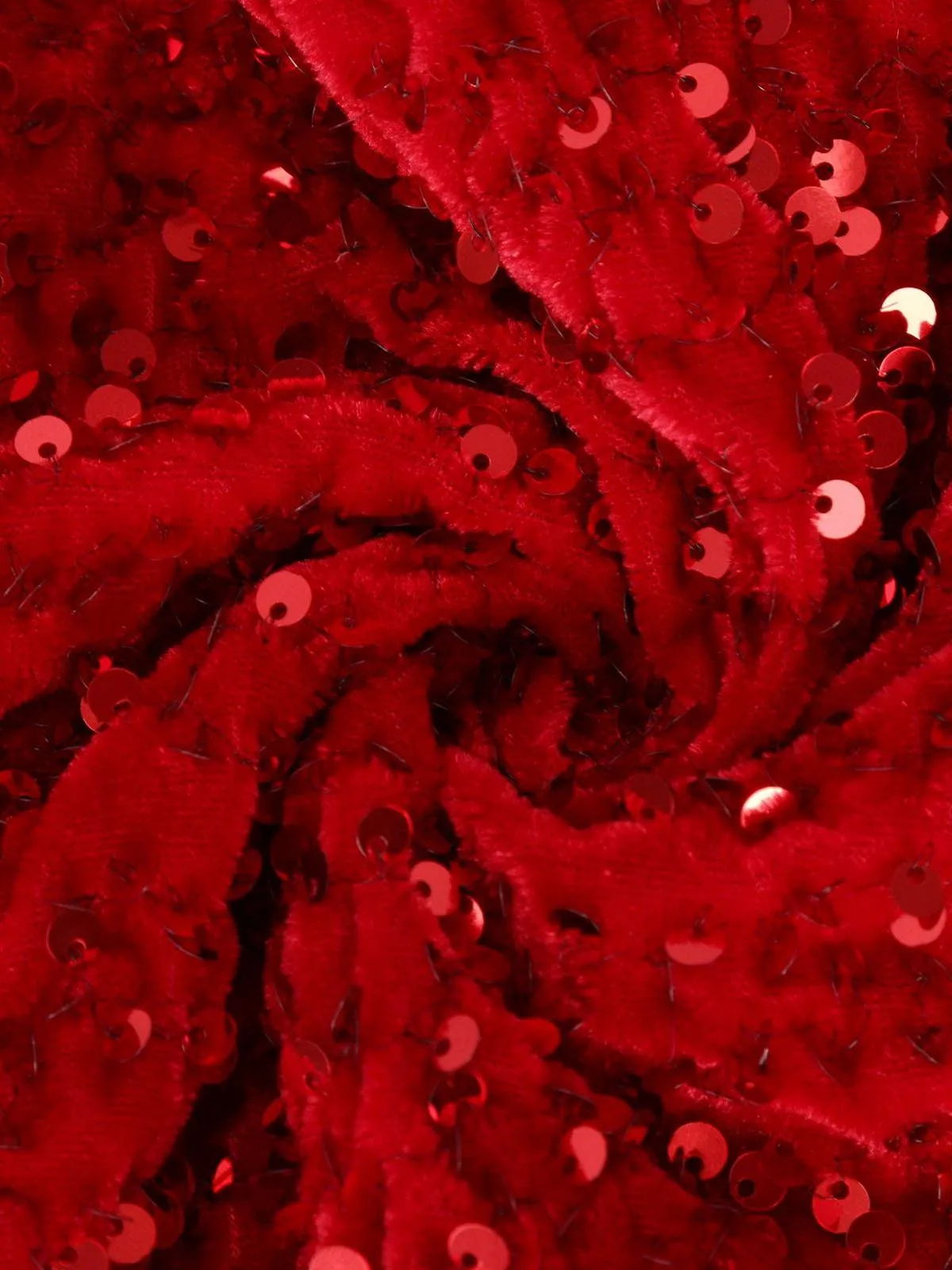 Red 1960s Velvet Sequined Patchwork Pencil Dress sold by Retro Stage product image thumbnail 3