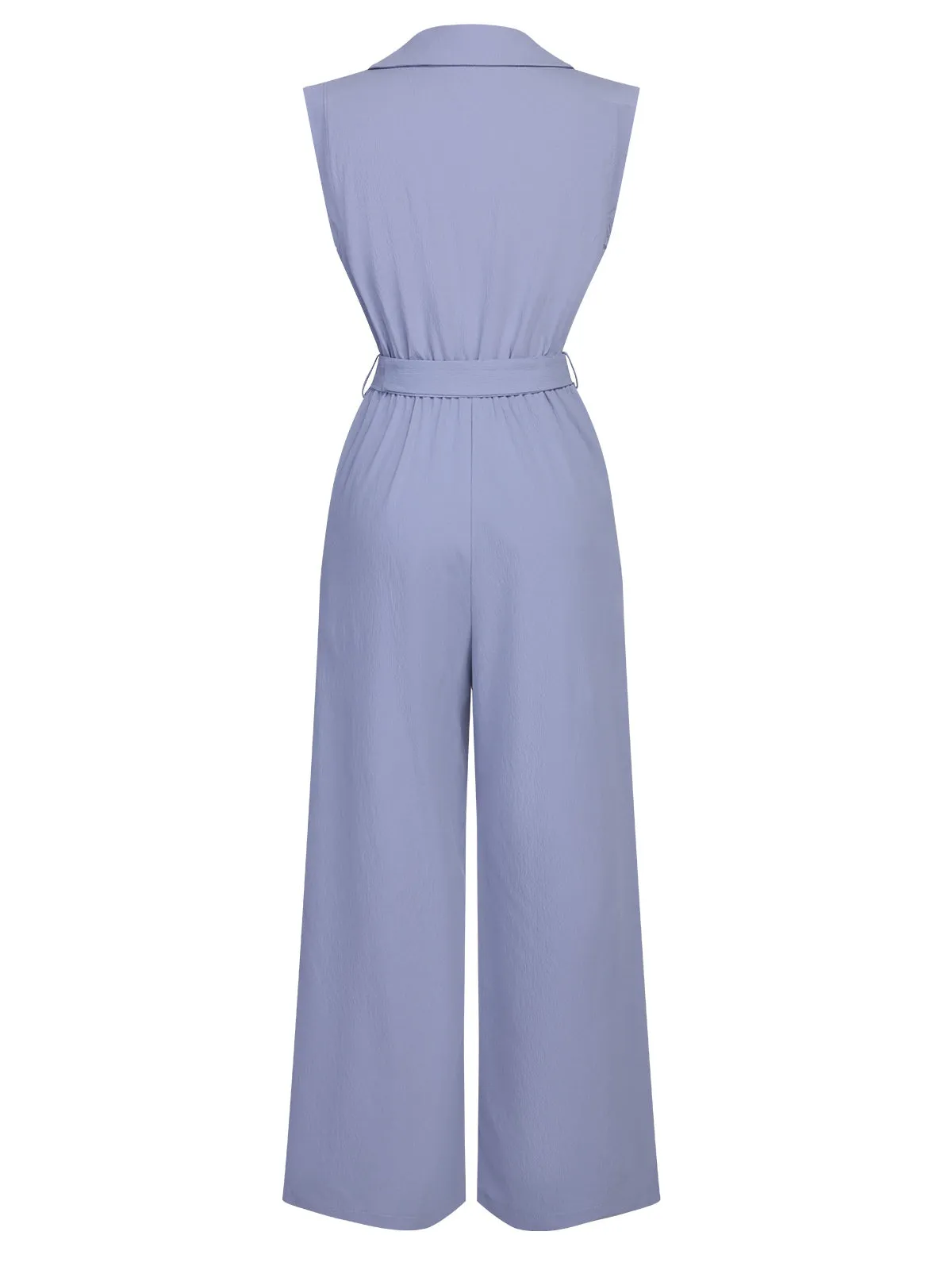 Blue 1950s Solid Cap Sleeves Lapel Jumpsuit sold by Retro Stage product image thumbnail 2