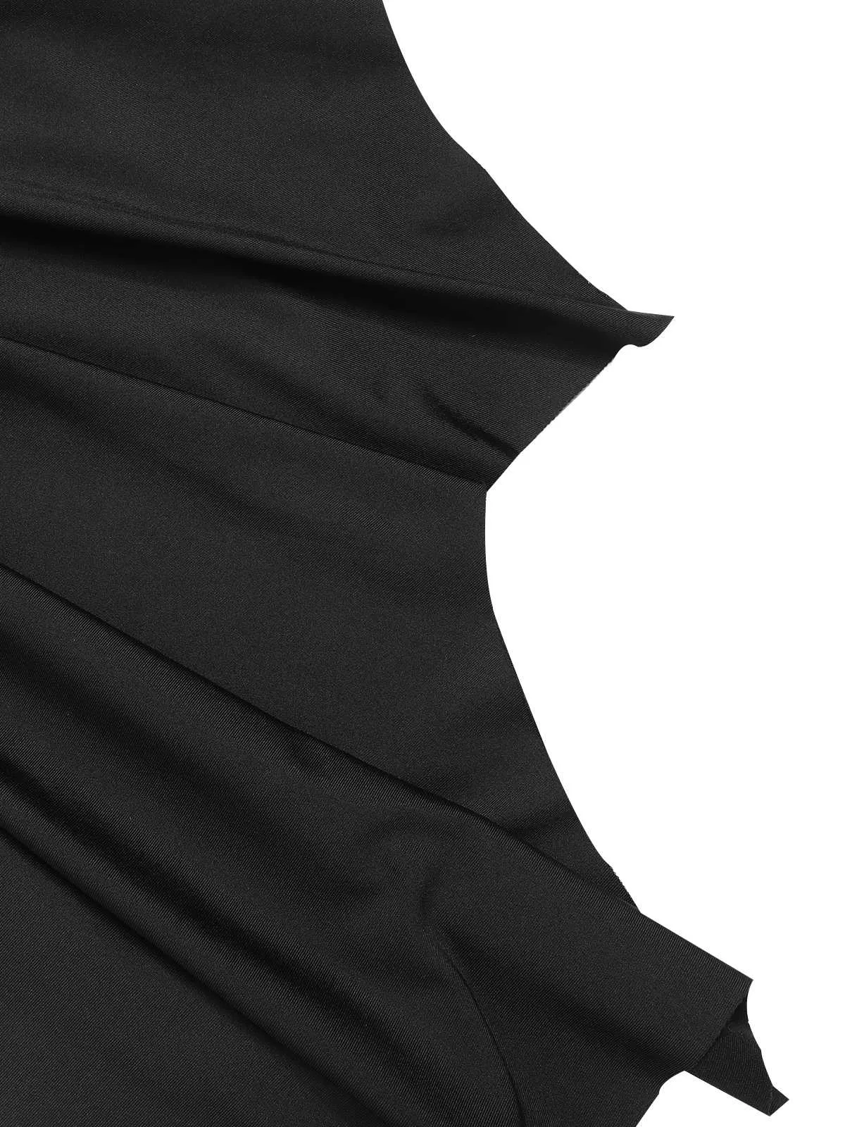 Black 1930s Solid Batwing Cuffs Fishtail Dress sold by Retro Stage product image thumbnail 4