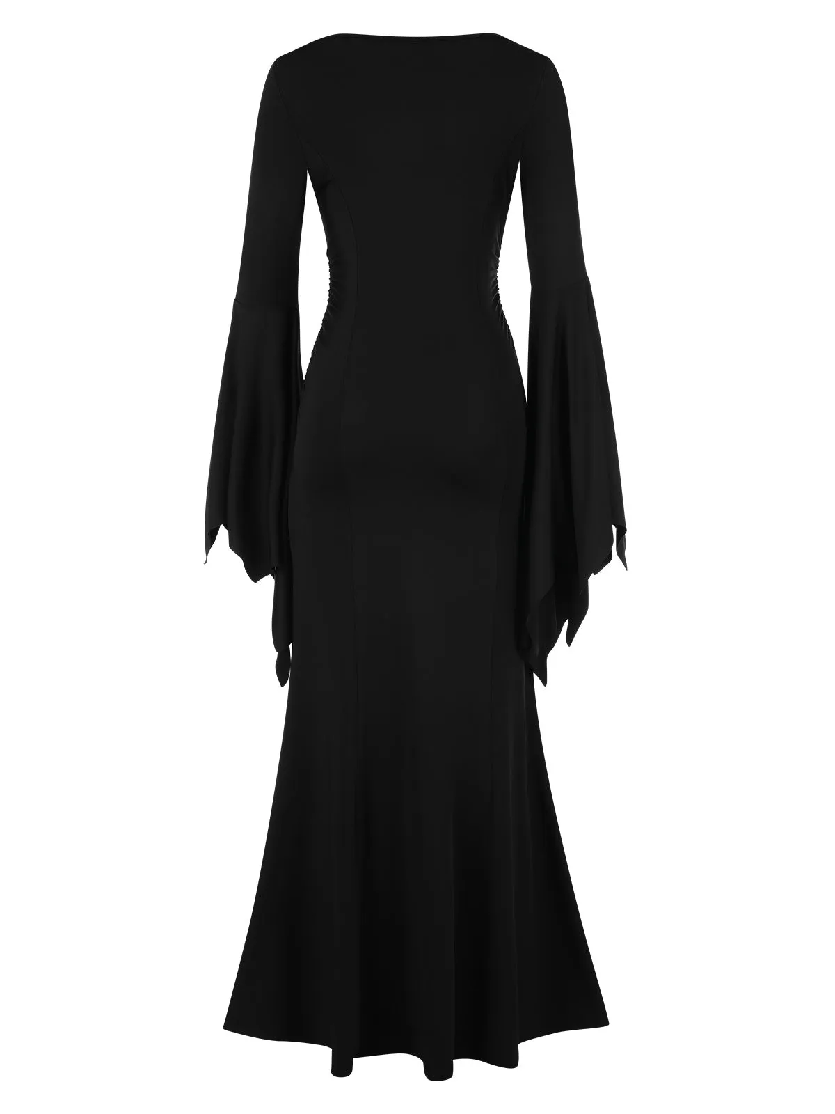 Black 1930s Solid Batwing Cuffs Fishtail Dress sold by Retro Stage product image thumbnail 3