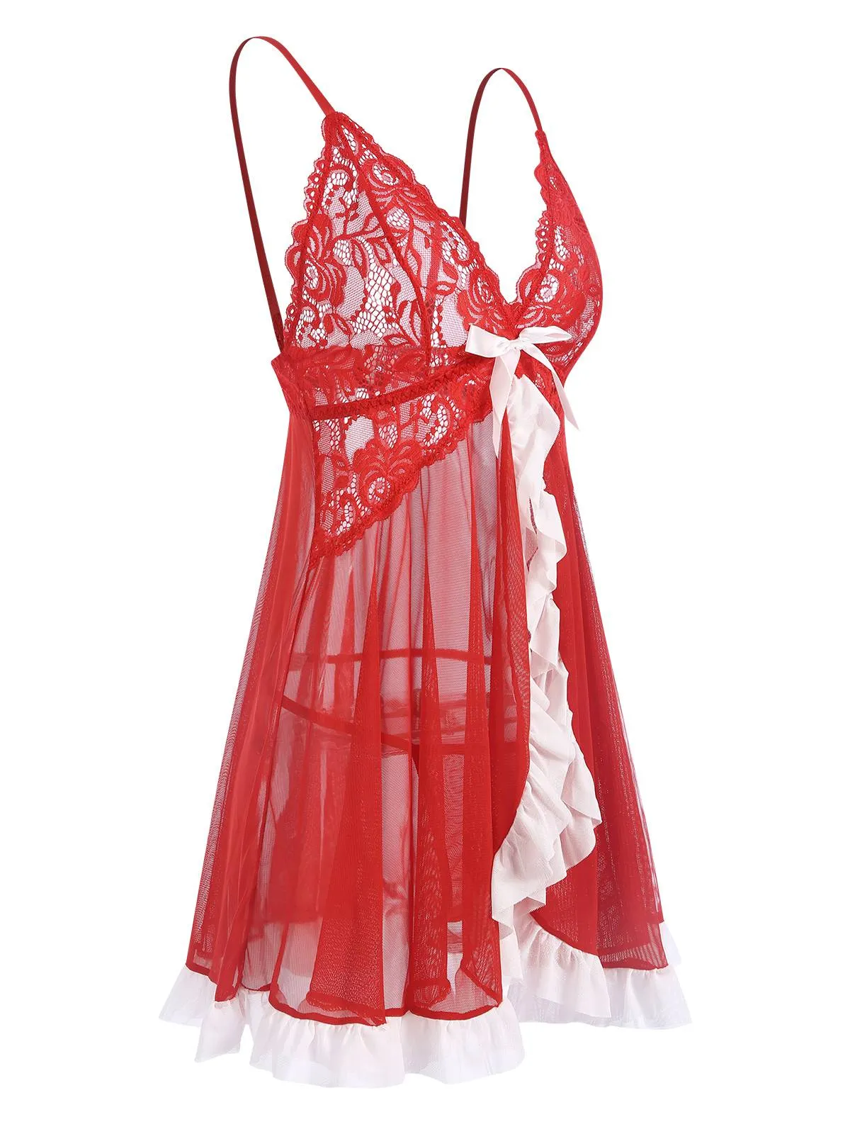 Red 1970s Spaghetti Strap Patchwork Nightgown sold by Retro Stage product image thumbnail 4