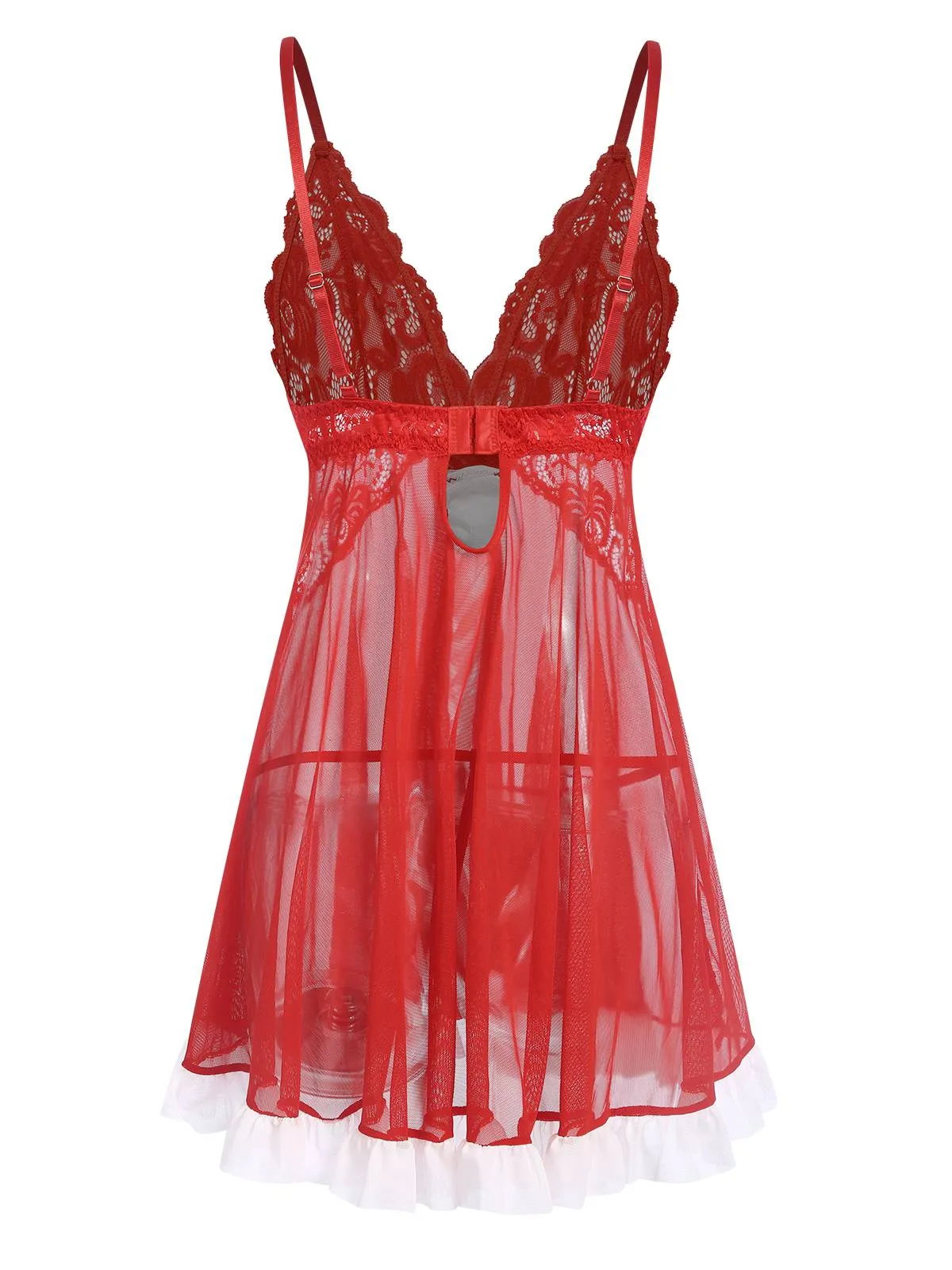 Red 1970s Spaghetti Strap Patchwork Nightgown sold by Retro Stage product image thumbnail 3