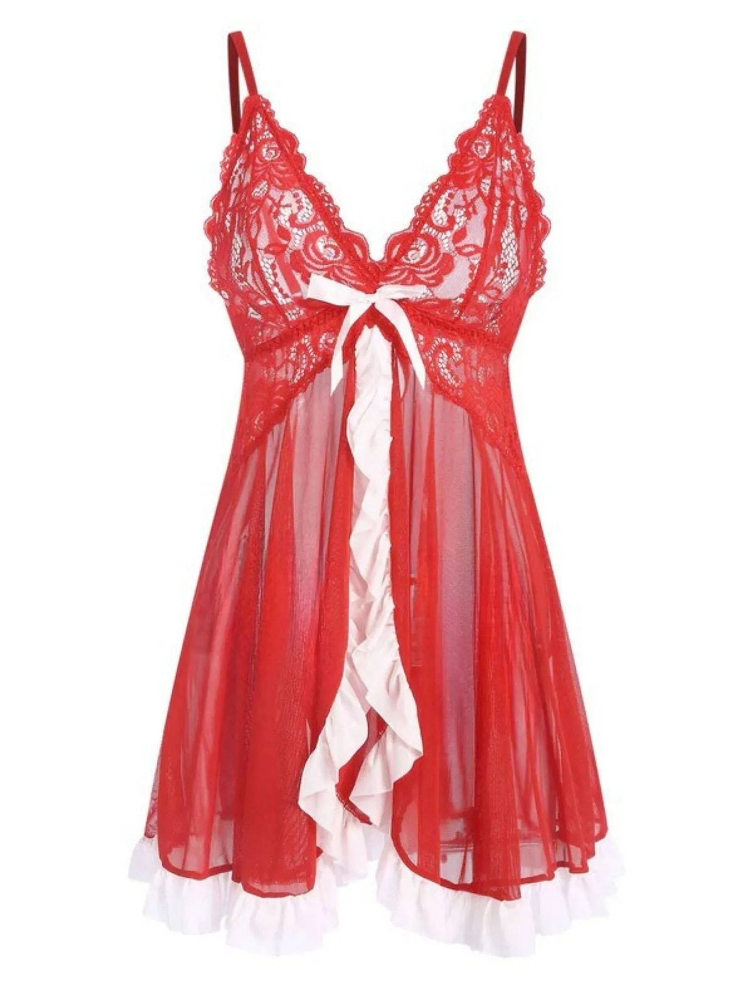 Red 1970s Spaghetti Strap Patchwork Nightgown sold by Retro Stage product image thumbnail 2