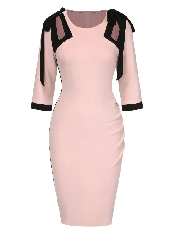 Pink 1960s Patchwork Pencil Dress sold by Retro Stage