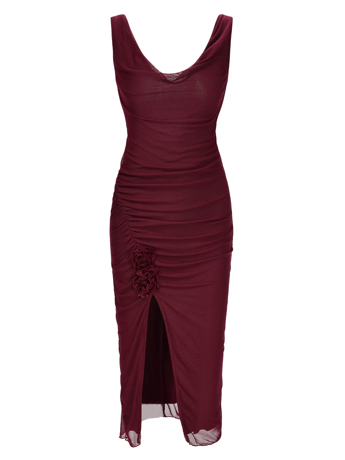 Wine Red 1960s Scarf Slit Backless Dress sold by Retro Stage product image thumbnail 2