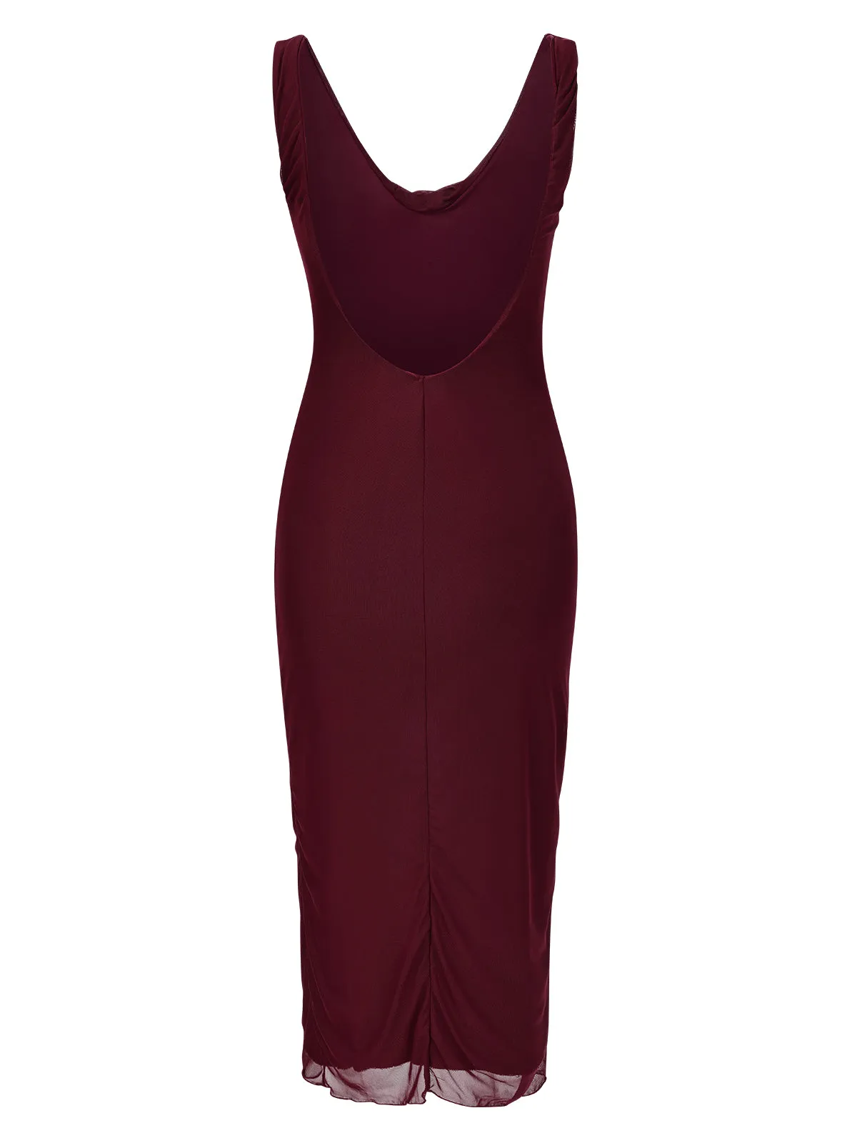 Wine Red 1960s Scarf Slit Backless Dress sold by Retro Stage product image thumbnail 4