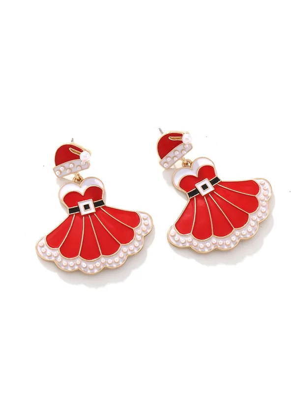 Christmas Dress And Santa Hat Earrings sold by Retro Stage