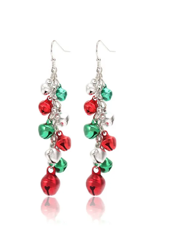 Christmas Contrast Red Green Bells Earrings sold by Retro Stage