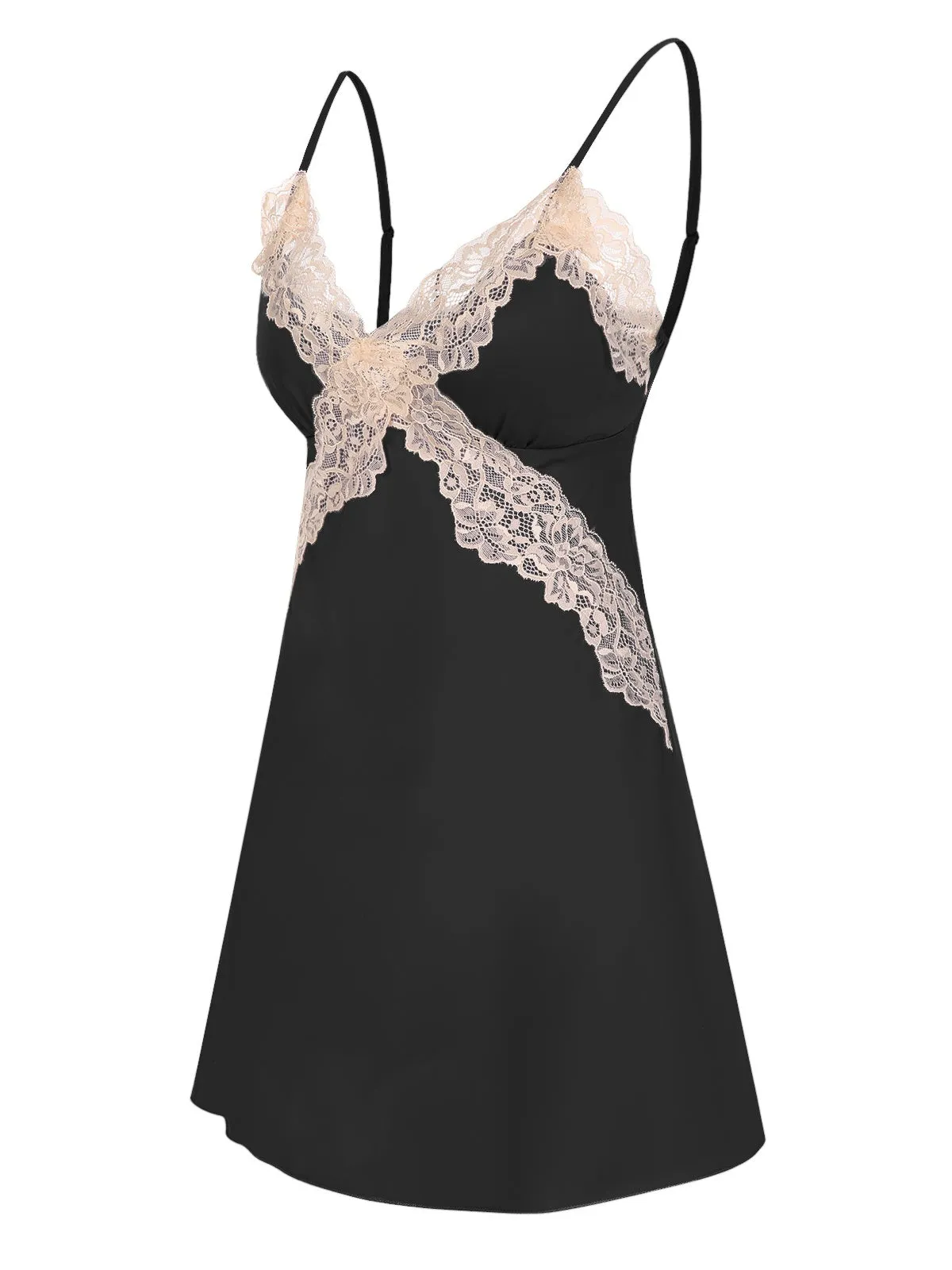 1970s Spaghetti Strap Lace Patchwork Nightgown sold by Retro Stage product image thumbnail 2