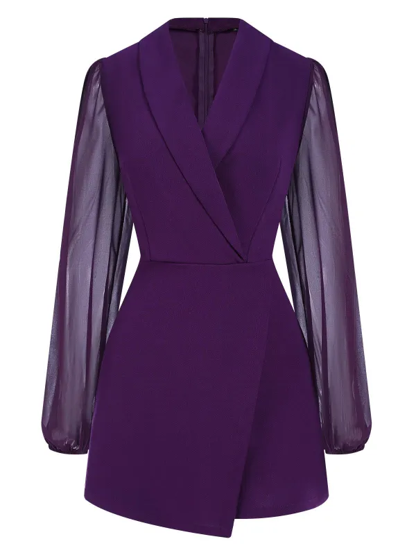 1950s Solid Translucent Sleeve Patchwork Romper sold by Retro Stage