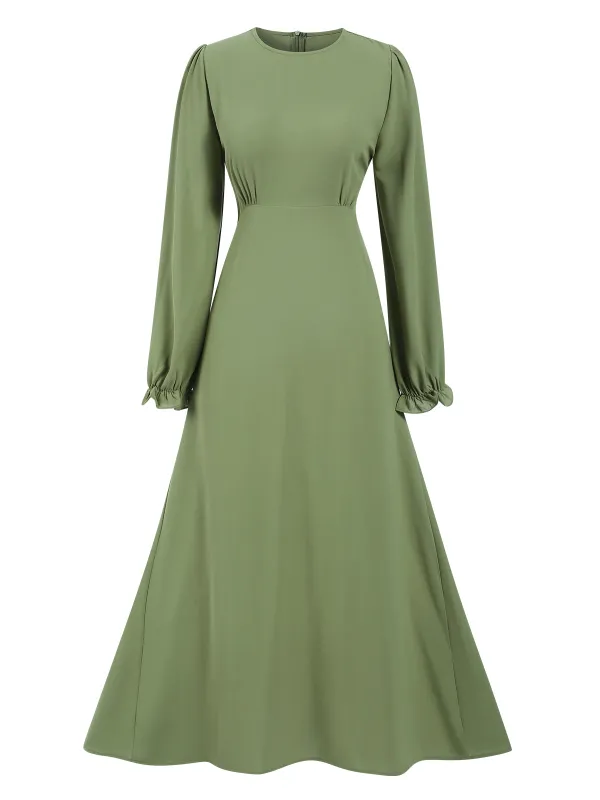 1940s Solid Long sleeve A-line Dress sold by Retro Stage