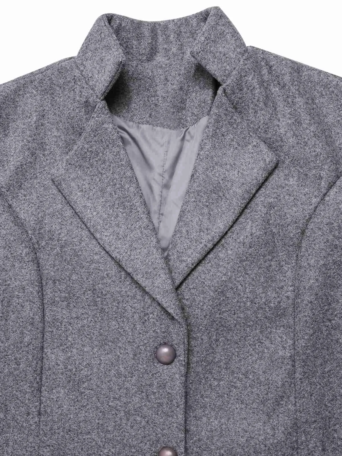 1960s Solid Stand Collar Lapel Coat sold by Retro Stage product image thumbnail 4