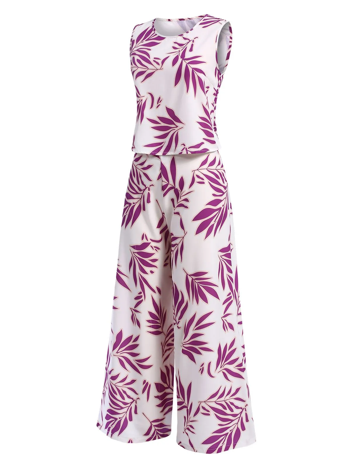 2PCS 1940s Leaves Sleeveless Top & Cropped Pants sold by Retro Stage product image thumbnail 3