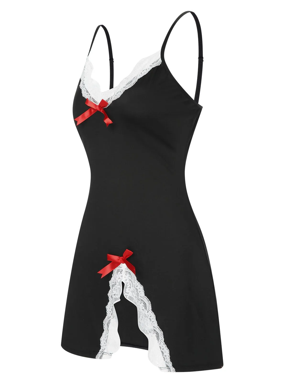 1970s Spaghetti Strap Bow Lace Patchwork Nightgown sold by Retro Stage product image thumbnail 2