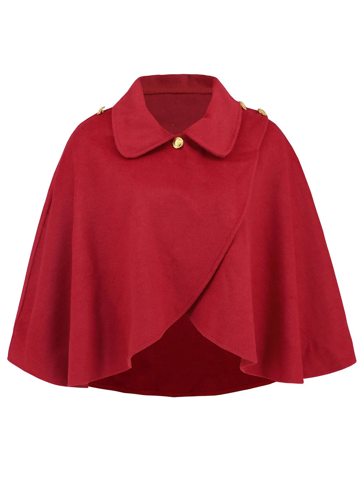 Red 1950s Solid Lapel Cloak Coat sold by Retro Stage