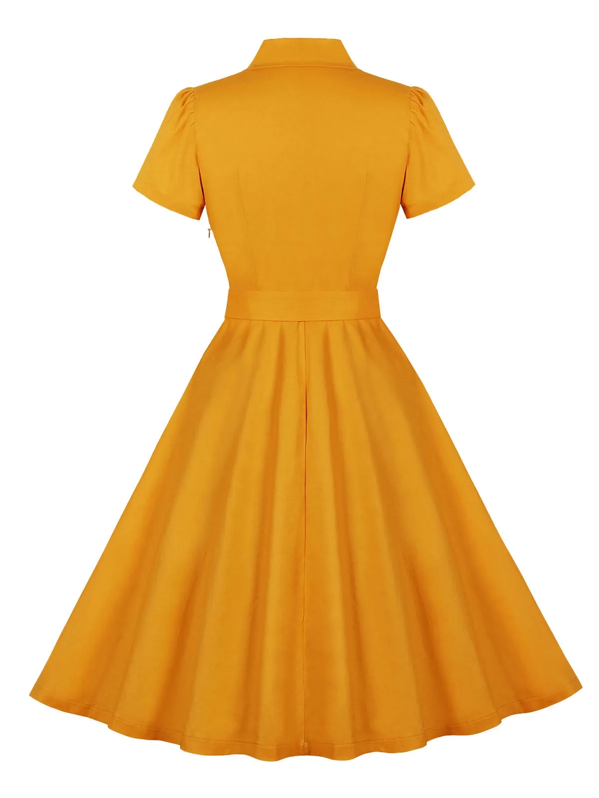 Turmeric 1950s Buttoned Lapel Belted Dress sold by Retro Stage product image thumbnail 2