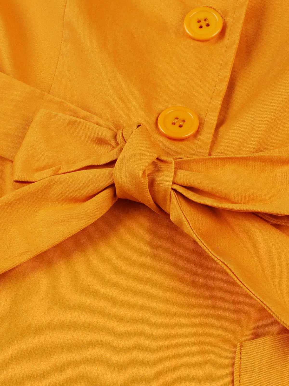 Turmeric 1950s Buttoned Lapel Belted Dress sold by Retro Stage product image thumbnail 5